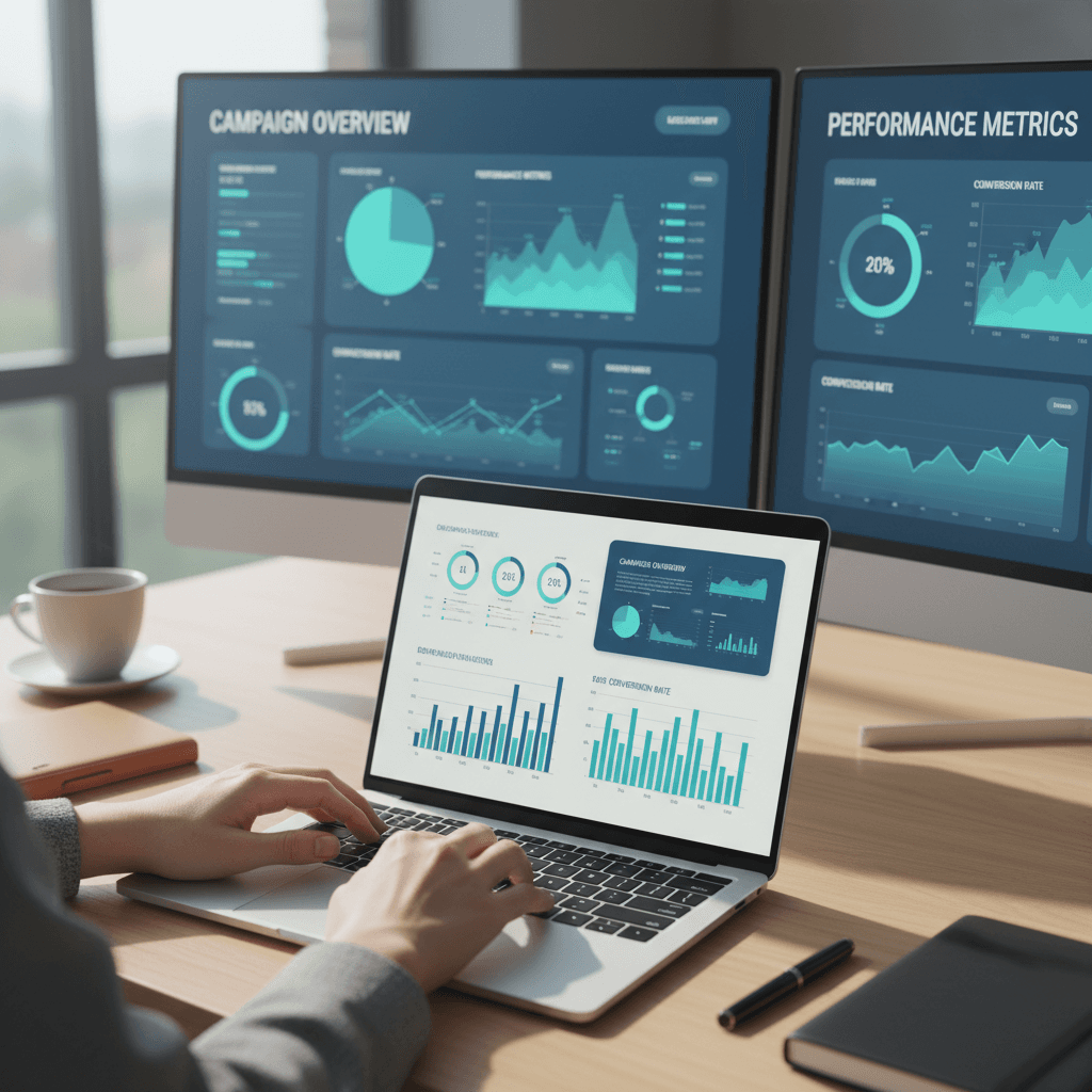 Digital advertising dashboard on a laptop