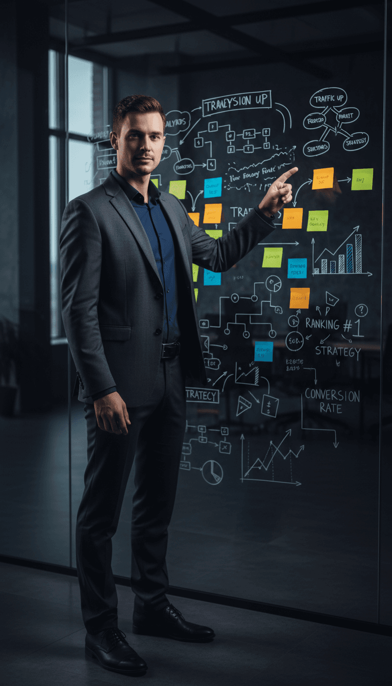 Marketing strategist reviewing a retargeting ad funnel